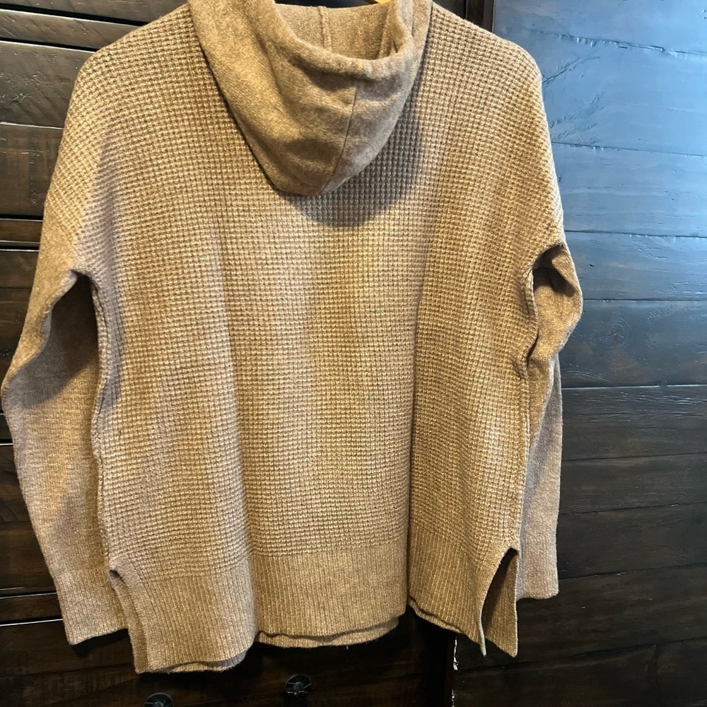 Cozy Tan Hooded Sweater - Picture 3 of 4